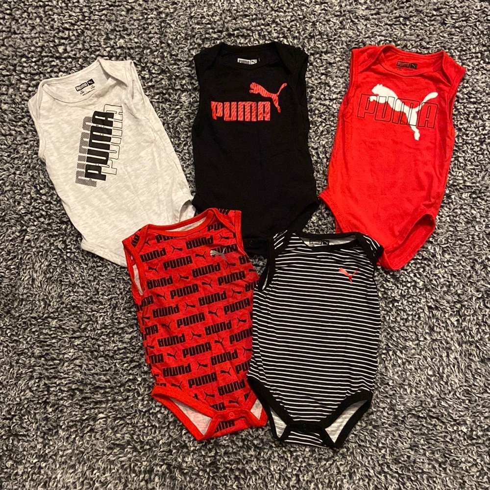 BUNDLE OF 5!!! Puma Baby Boy Bodysuits 3-6 Months